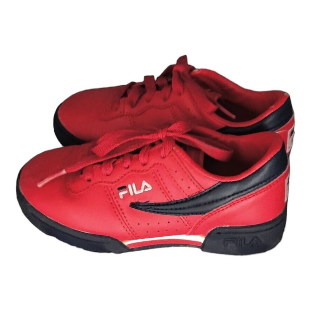 Fila Red Leather Kids Sneakers Shoes Low Top  Sz 12